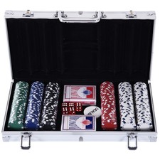 HOMCOM Valigetta Poker Professionale Set Poker 300 Fiches e 2 Mazzi in Alluminio