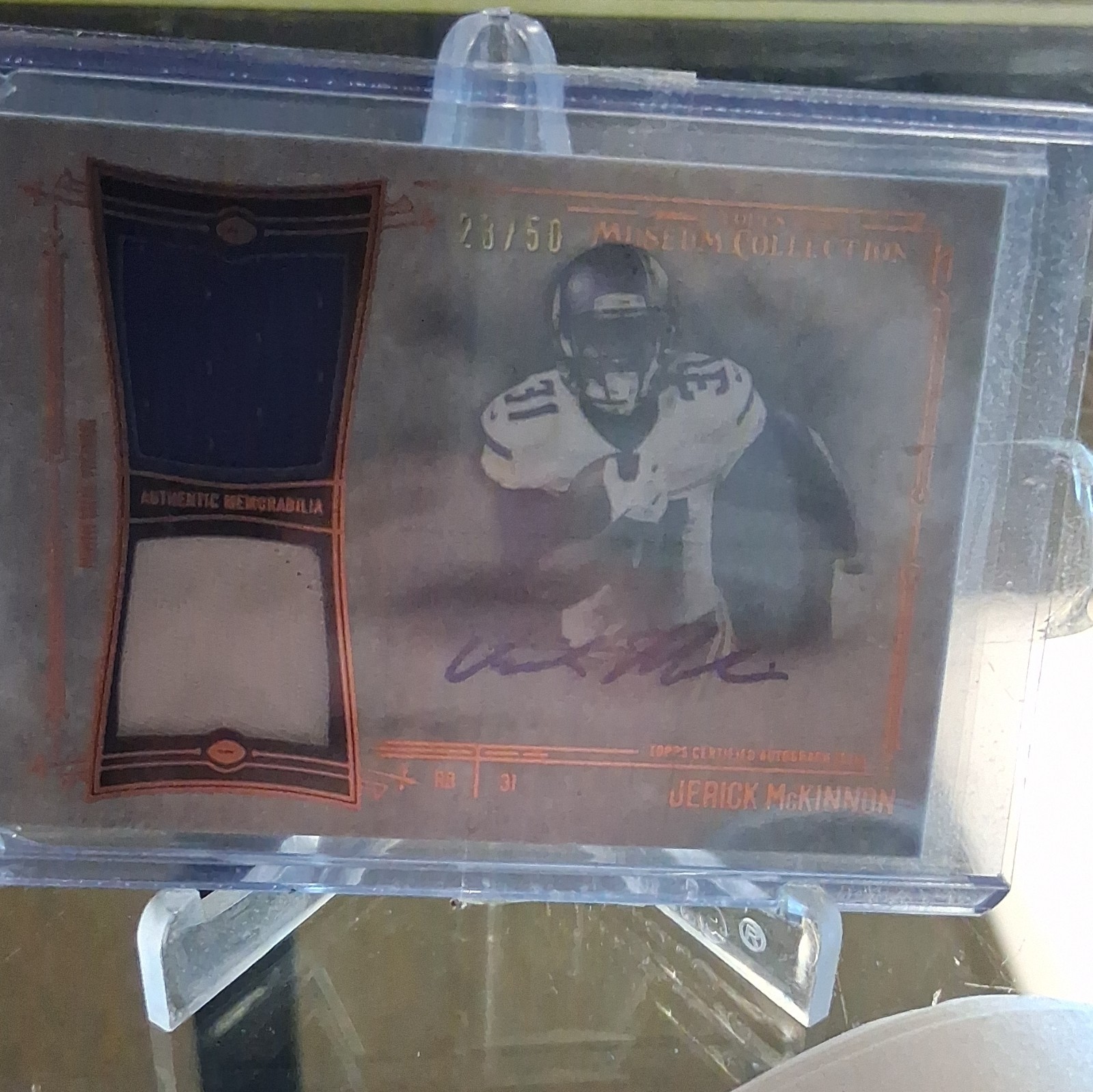 Jerick McKinnon Topps Museum Collection Signature Swatches Autographed Dual Relic #JMC Base