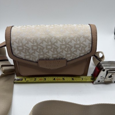 DKNY New York Crossbody Tan Beige Adjustable Strap Snap Closure Preowned EUC