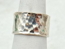 Vintage Sterling Silver 925 MEXICO 11.5mm Hammered Band Ring Size 6.5