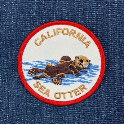 California Sea Otter Patch - Embroidered Sea Creature Animal Badge 3'' (Iron On)