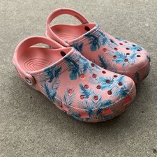 Crocs Classic Clog Light Pink Tropical Print Sandals Shoes Women 10 Men 8