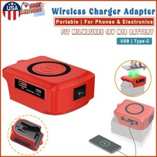 Portable Wireless Charger Adapter For Smart Phone Fit Milwaukee 18V M18 Battery