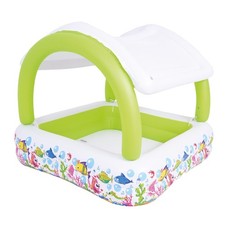 Splosh Inflatable Paddling Pool With Sun Shade Square Swimming Pool With Canopy