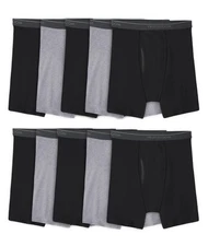 Fruit of the Loom Men's EverSoft CoolZone Fly Boxer Briefs,Super Pack of 10,NEW
