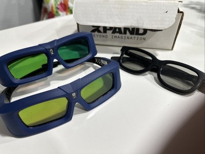 Lot of 2 XPAND DLP-Link Beyond Imagination 3D Glasses X102 DLP & Pair Of Real 3D