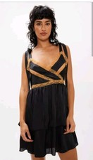 Brand new, never worn. Nastygal satin tie shoulder lace trim dress