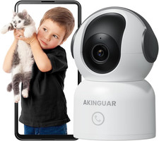 3MP Telecamera Wi-Fi Interno, 2K Videocamera Di Sorveglianza, 355° Pan/Tilt IP C