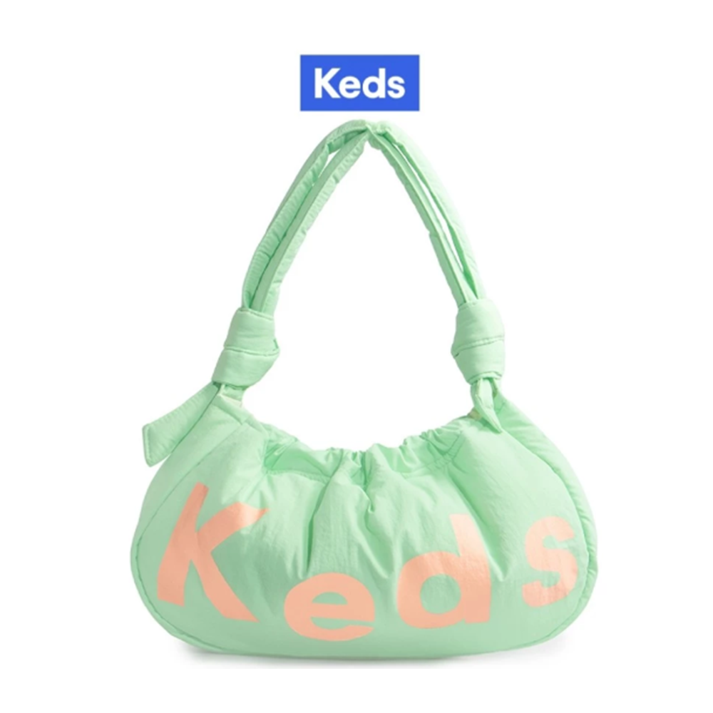 Keds Puffy Bag Green Nylon Drawstring Bag Crossbody Shoulder Adjustable Gift