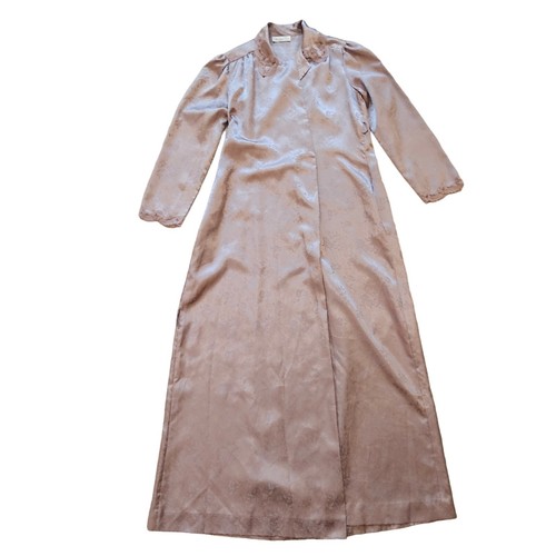 Christian Dior Robe Size S Pink Mauve Lave Trim Long Sleeve Made In USA FLAWED