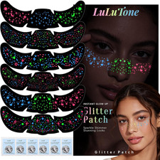 6Pcs Glitter Glow Neon Freckles Temporary Face Tattoo Sticker