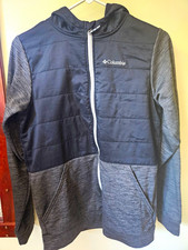 Columbia Boys XL Hooded Colorblock Puffer Jacket Black/Gray Full Zip
