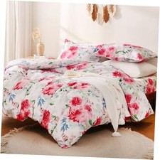 Rose Floral Duvet Cover Set Size, 3 Piece Soft Printed Microfiber King Peony