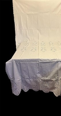 Embroidered  Cut Out Greek Curtain Panel With Valance New 46 X 96