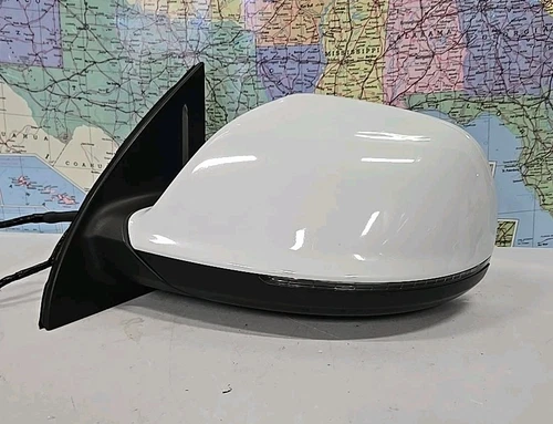 2013-15 Audi Q7 LH Driver Side  Mirror Power Fold Blind Spot Signal White