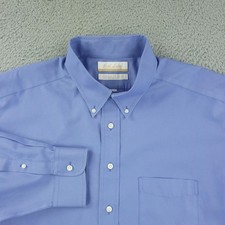 Roundtree Yorke Gold Label Dress Shirt Mens 17 Blue Non Iron Business Office