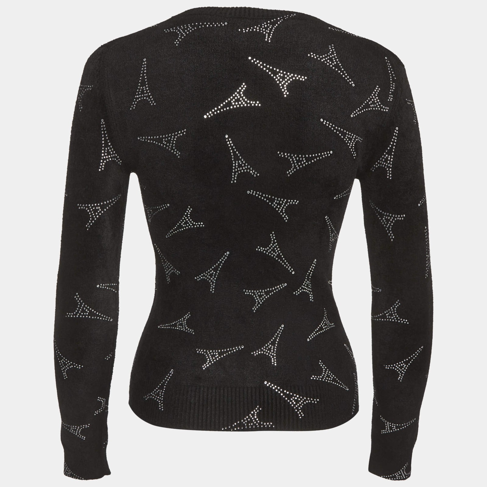 Balenciaga Black Eiffel Tower Rhinestone Velvet Sweater XS thumbnail 2