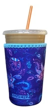 Medium Violet Whimsy Neoprene Iced Coffee Sleeve 24 Oz Fits 22-24 Oz Cups