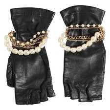 DOLCE & GABBANA Handschuhe schwarz mit Perlen...