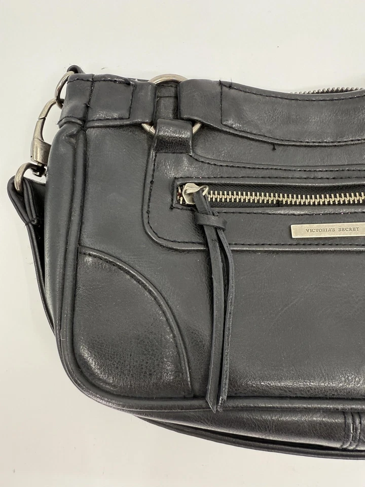 Victorias Secret Vintage Shoulder Bag Womens Black Faux Leather Purse - Image 2 of 4