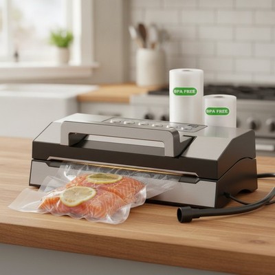 Stainless Steel Food Vacuum Sealer: Automatic, Double Heat Seal & Cutter
