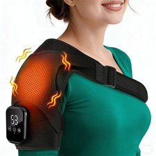 Cordless Heated Shoulder Massager Brace with Vibration Therapy Joint Pain Relief