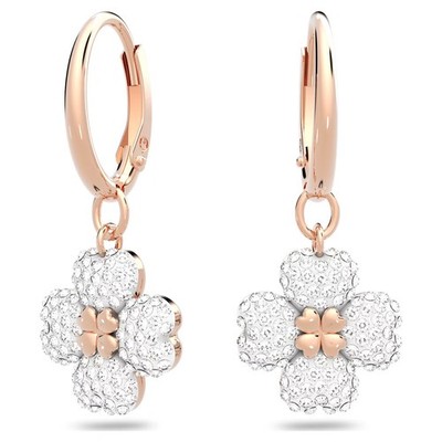 Swarovski Latisha Hoop Earrings Flower, White, Rose gold tone - 5636517 New
