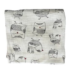 Aden  Anais White Black Red Owls Bird Muslin Baby Blanket