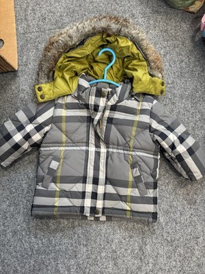 Burberry Jungen Anorak Steppjacke kariert Kapuze Fellbesatz 6M/68cm