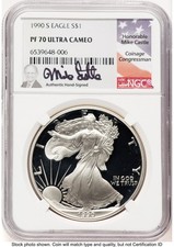 1990-S Proof Silver Eagle 1 oz Mike Castle NGC PF70