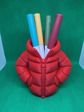 3D printed Puffer Jacket pen holder desk tidy teacher gifts office school red