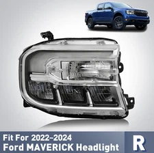Chrome LED Headlight For 2022-2024 Ford Maverick with LED DRL Passenger Right