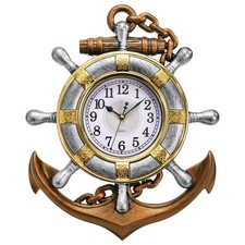 Hacaroa Anchor Wall Clock 12"x15", Plastic Nautical Clock Silent Non-Ticking ...
