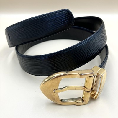 LOUIS VUITTON エピ レザー ベルト 80/32 Louis Vuitton Womens Ceinture Initial 30mm Black Epi Leather