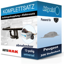 Für Peugeot 306 Stufenheck 93- AUTO HAK Anhängerkupplung abnehmbar + 13polig AHK