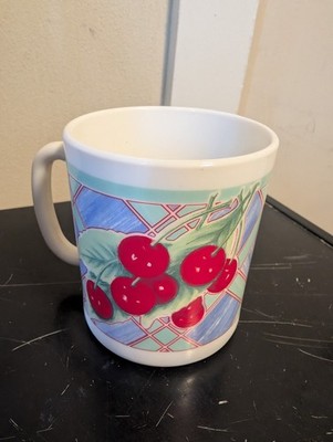 ONE REPLACEMENT Arcopal ARP39 Plaid & Fruit Cherry 3.75'' Coffee Cup Mug
