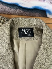 Valentino Beige Gray Skirt Suit 50 Lana 50 Polyester Size 46