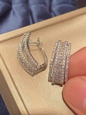Elegant Silver Plated Cubic Zirconia Hoop Earring Women Wedding Jewelry Gift