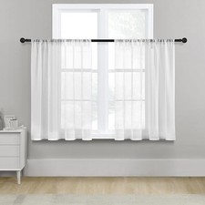 MRTREES Sheer Curtains White 45 inches Long Kitchen Curtains Sheers Basement
