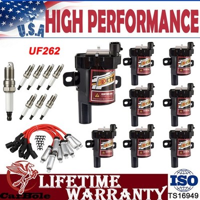 8PCS Ignition Coil & Spark Plug & Wires For Silverado Sierra 4.8 5.3 6.0L Tahoe