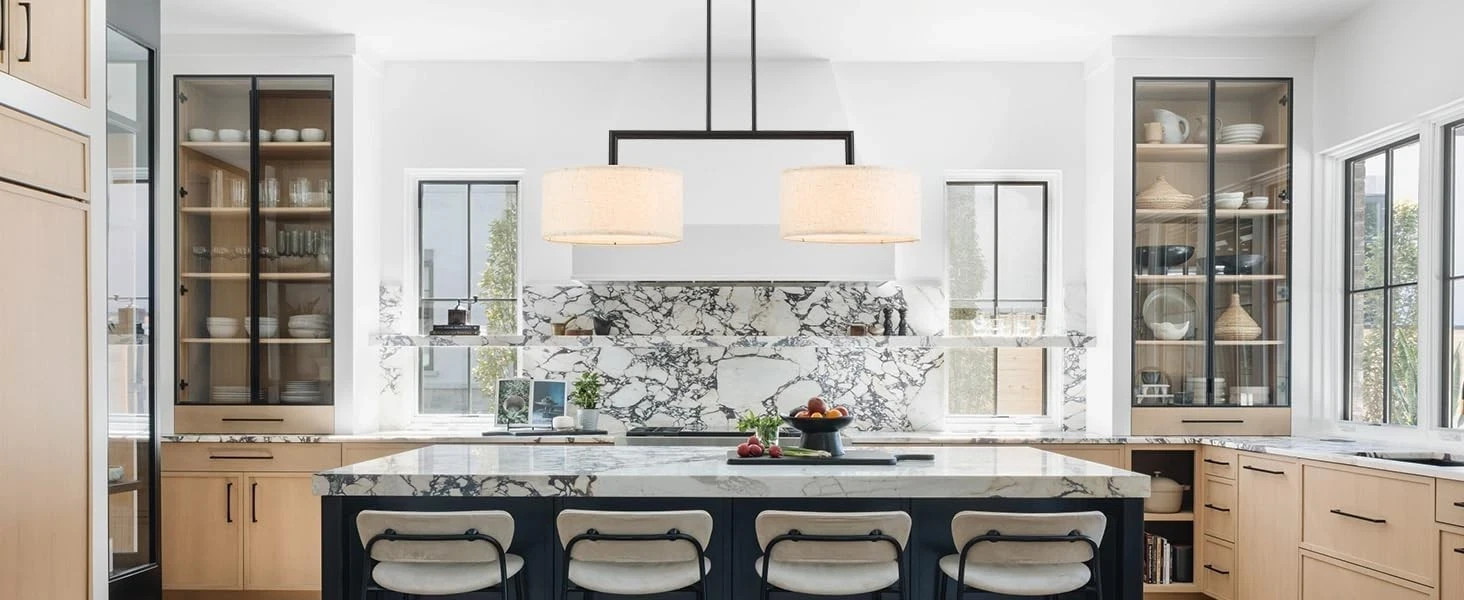 39" Modern Chandelier, 2-Light Off-White Fabric Pendant, Matte Black, UL Listed✨ thumbnail 8