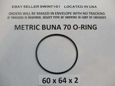 60mm ID x 64mm OD x 2mm thick O-ring.  Buna-70.   Quan 1.