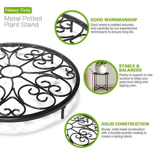 Metal Plant Stand Flower Pot Holder Home Garden Indoor Outdoor 15"tall Round - Picture 2 of 8