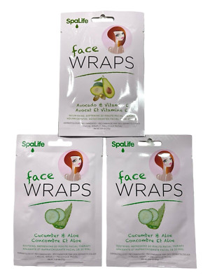 Spa Life Face Wraps - 1 Avocado & Vitamin E / 2 Cucumber & Aloe - 3 Pack