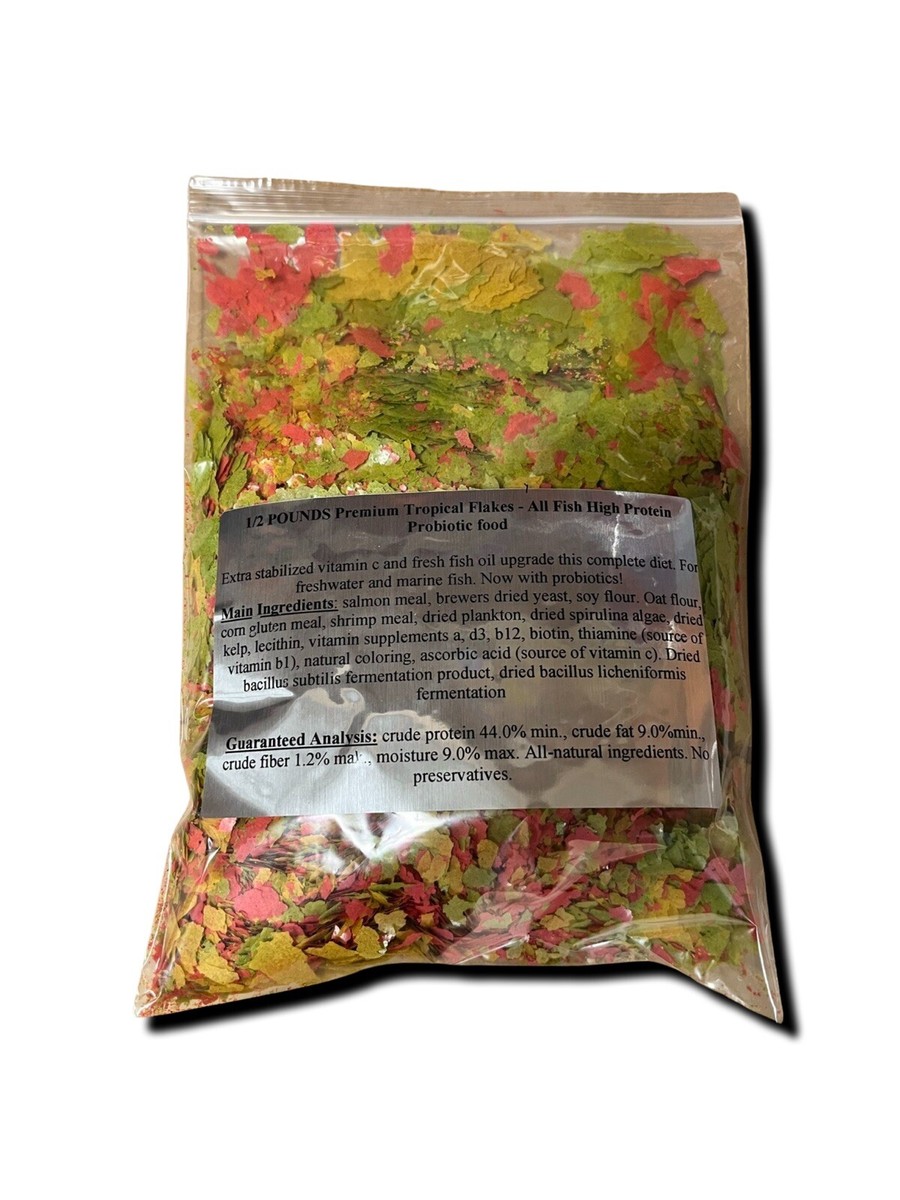1/2 POUNDS Premium Tropical Flakes All Fish Koi High Protein
