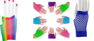 MYTOPTRENDZ COLLECTION Fishnet Fingerless Gloves Short Panja Small Diamond Net 80's Fancy Party Gloves