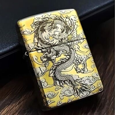 Creative Retro Vintage Luxury Dragon Curved Kerosene Cigarette Smoking  Lighter