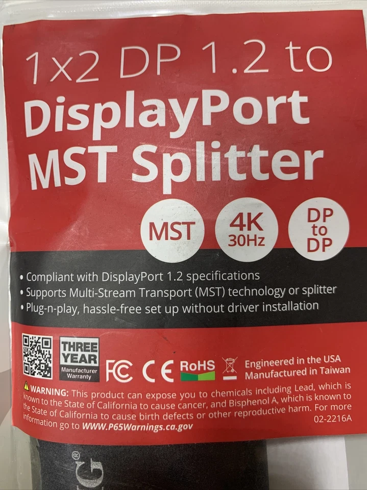 SIIG 1x2 DisplayPort [DP] 1.2 to 4KDisplayPort Multi-Monitor Splitter & Adapter - Image 2 of 4