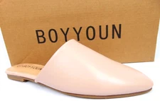 NEW! BOYYOUN Women' Slip On Mules, Comfort Flats Pointed Toe Size 6.0 Blush/Pink