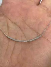0.80Ct Round Cut Lab Created Diamond Dainty Bar Necklace 14K White Gold Plated